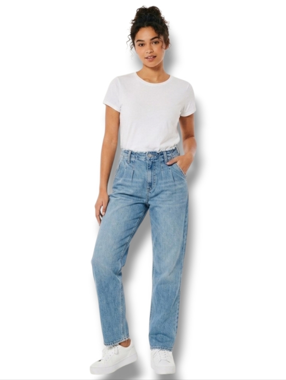 Hollister Women’s Ultra High-Rise Dad Jeans Raw Hem Light Wash - Picture 10 of 10